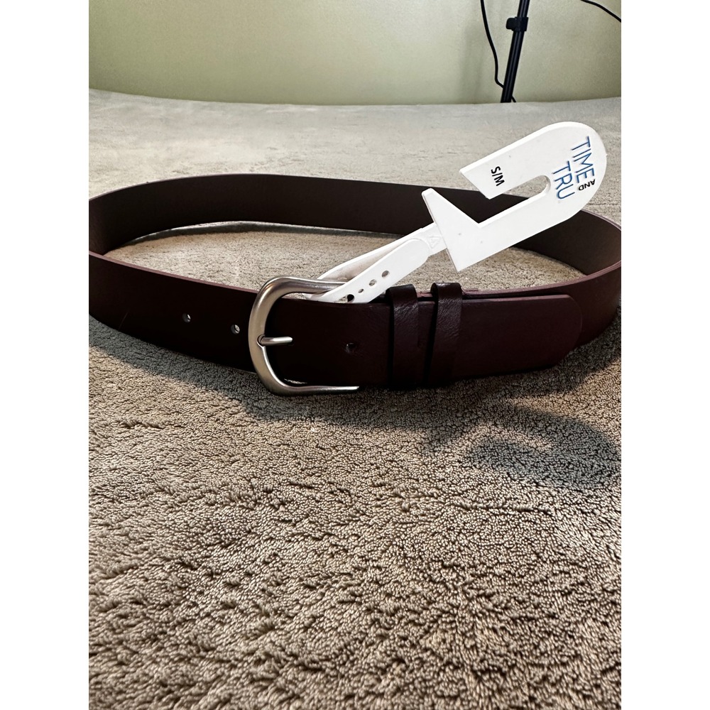 Time and Tru Womens Brown Double Loop Harness Belt S/M TT193191 Silver Buckle